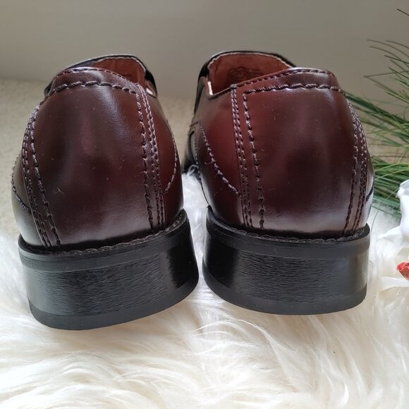 Joseph Abboud Rich Two-Toned Mahogany Brown Loafers Square Toe (12M) - Picture 8 of 11